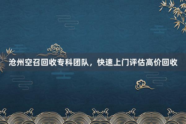 沧州空召回收专科团队，快速上门评估高价回收