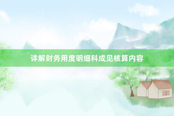 详解财务用度明细科成见核算内容
